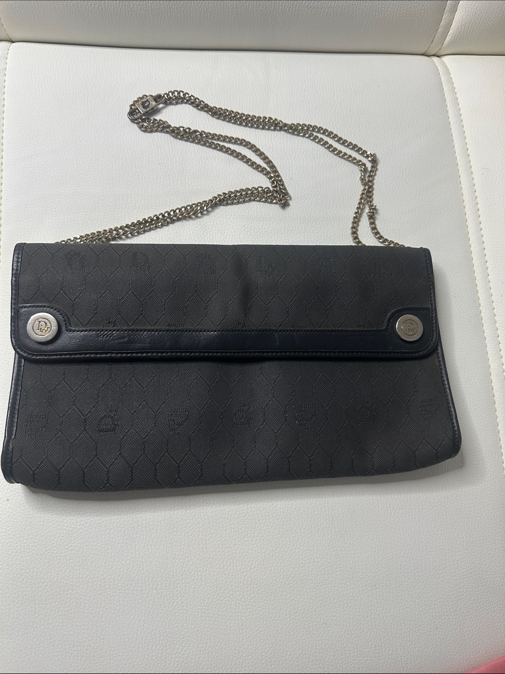 Vintage Dior Black Clutch with chain and Dior hardware